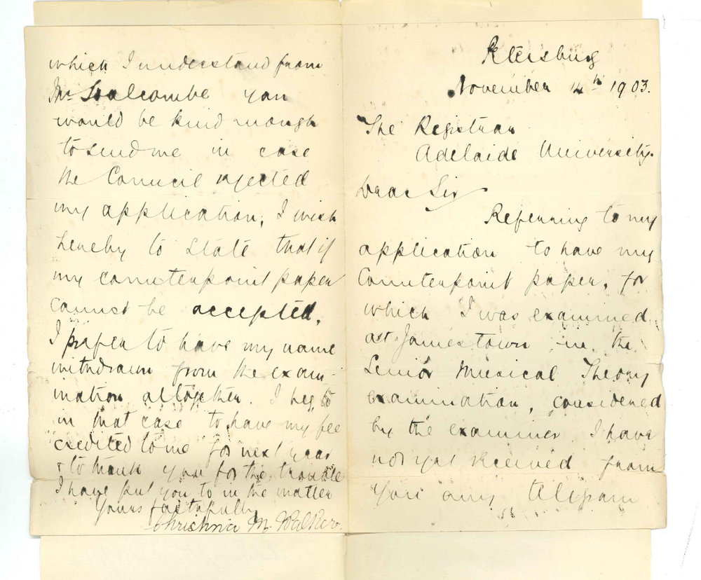 Miss Christine M Walker - Petersburg - Withdrawal from Senior Theory