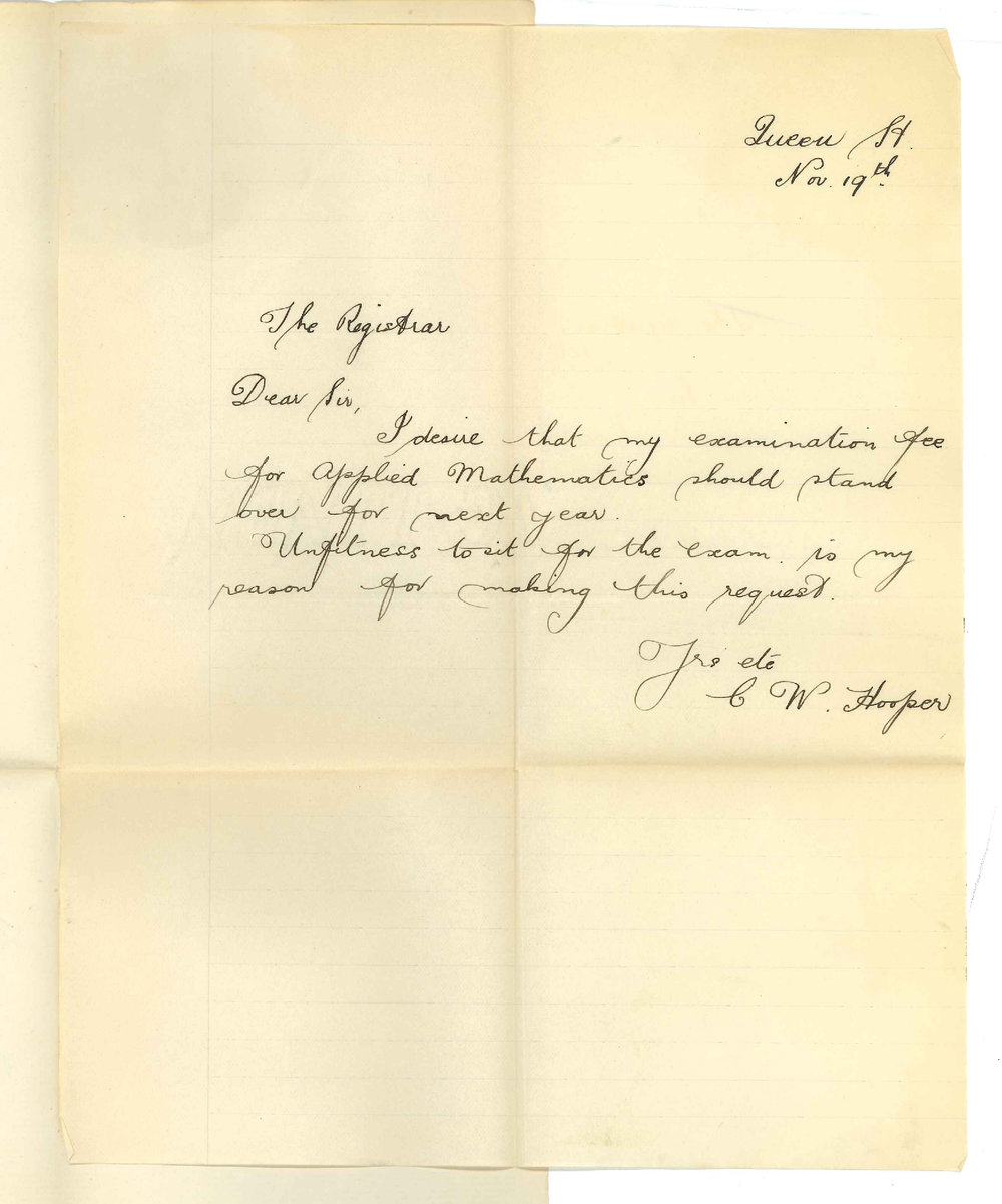 Charles William Hooper - University - Withdrawal from Exam Applied Mathematics