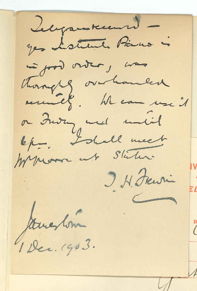 Rev Thomas H Frewin and F Walters - Pianos for Examination