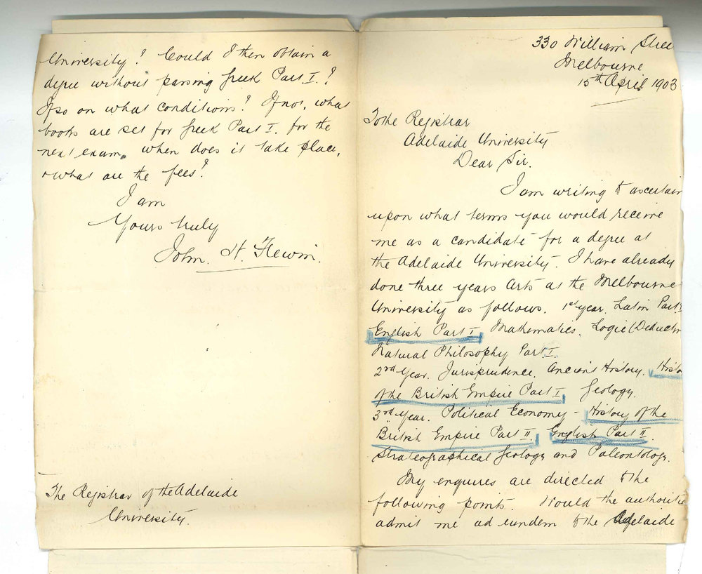 John H Frewin - Melbourne - Admission ad eundem statum