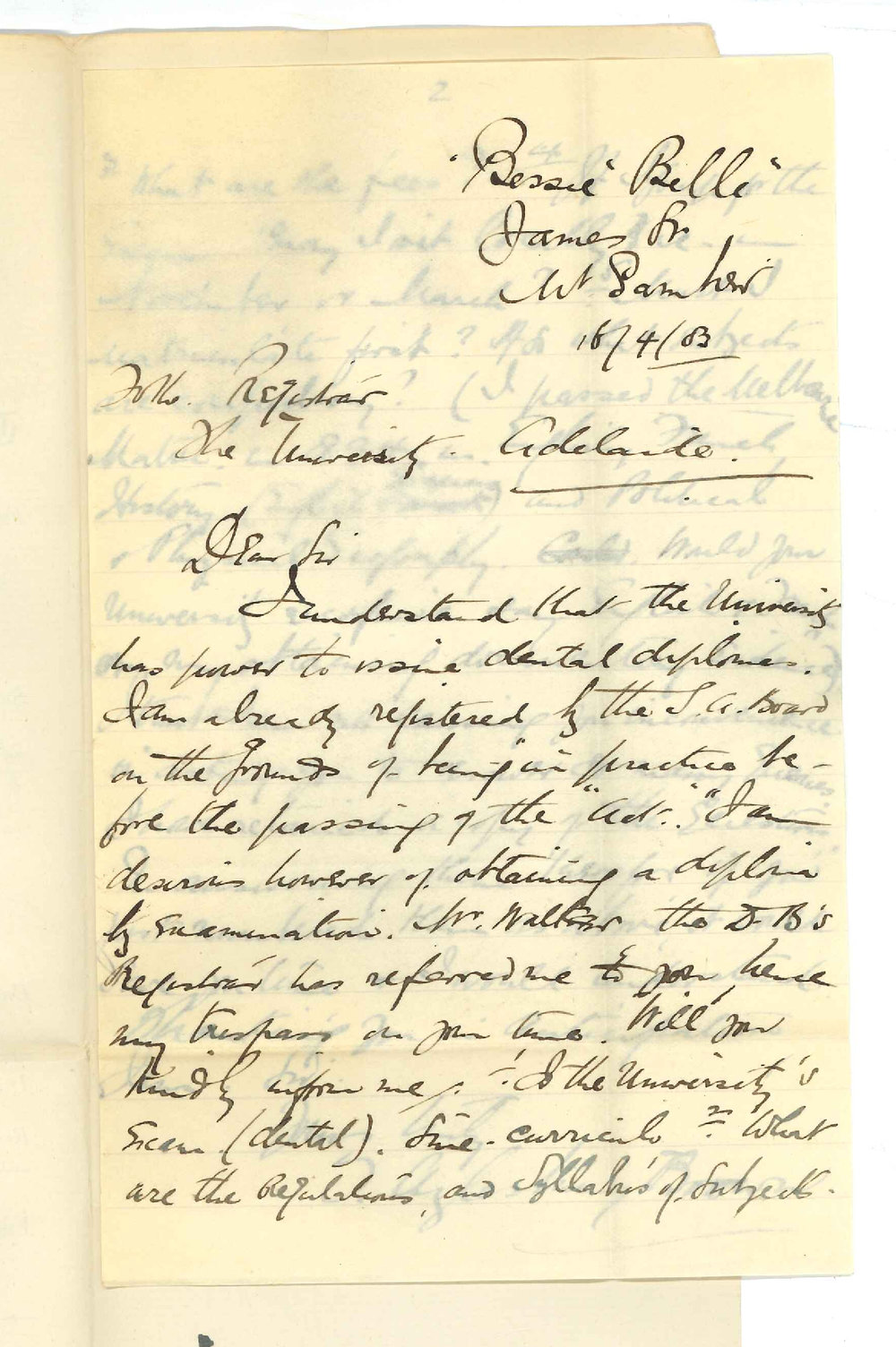 J A Brown - Mt Gambier - Requesting information of a Dental Course