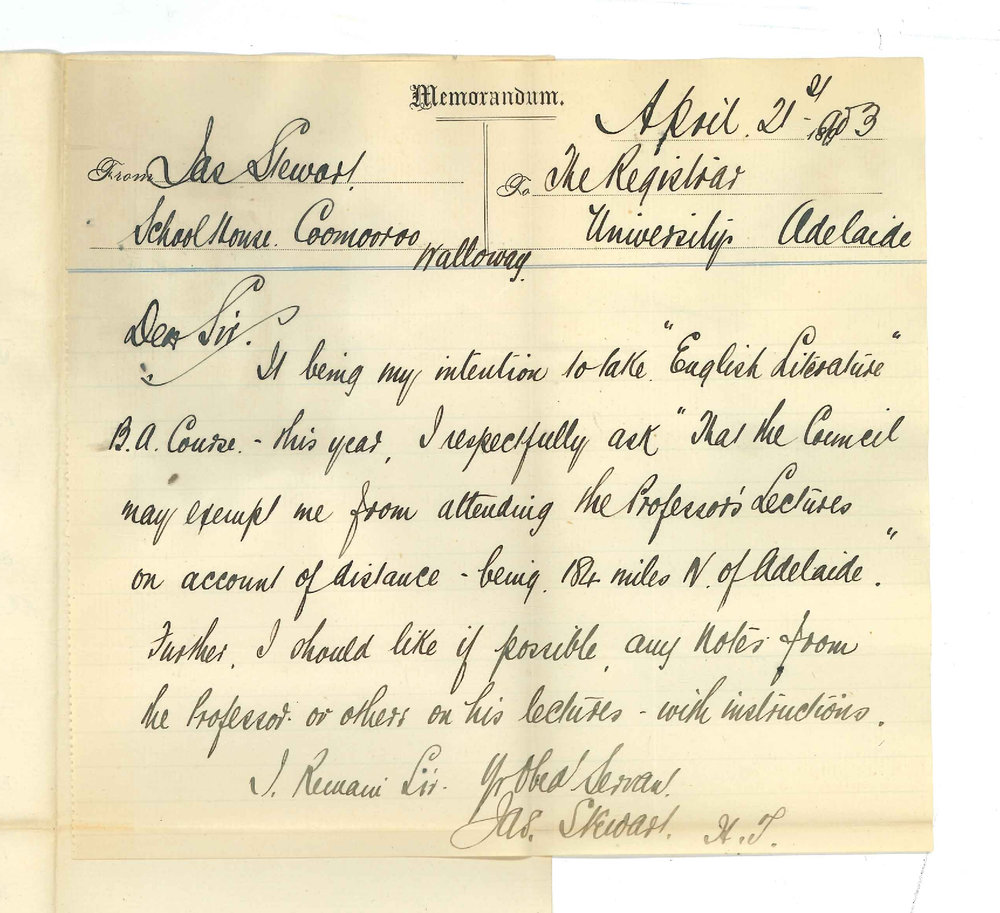 James Stewart - Walloway - Exemption from attendance at lectures