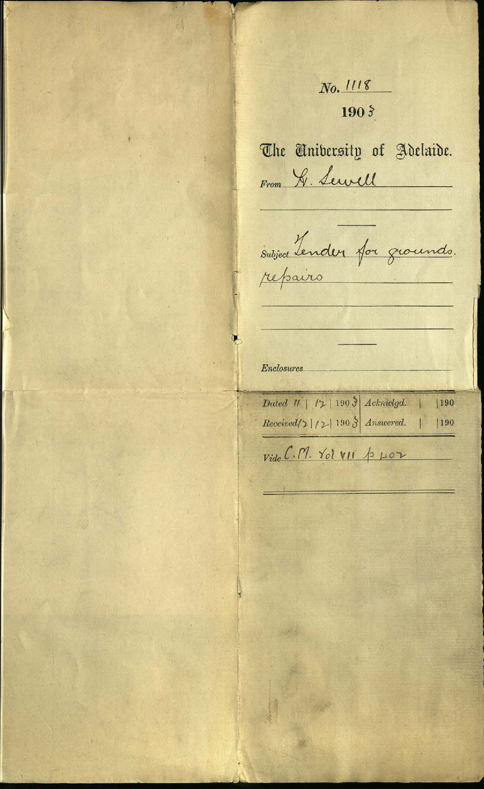 H Sewell - Tender for grounds repairs