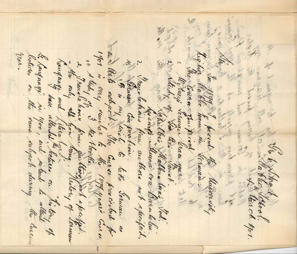 Undergraduate Students - Subjects they intend taking during 1901