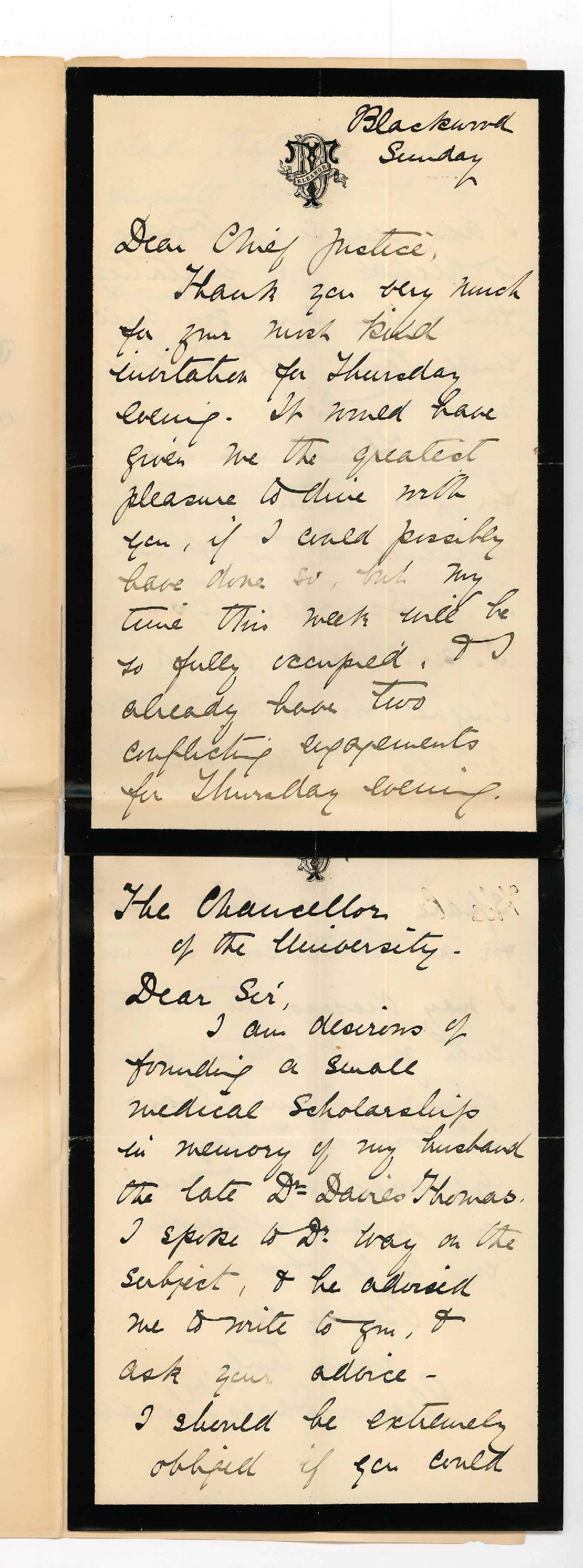 Mrs Eleanor Davies Thomas - Blackwood - Scholarship in memory of the late Dr Davies Thomas