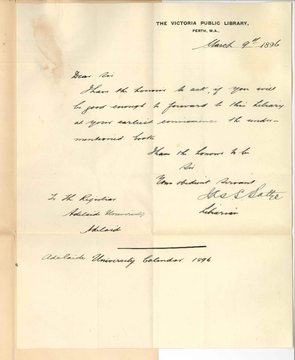 The Librarian - Victoria Public Library - Perth - Requesting Calendar