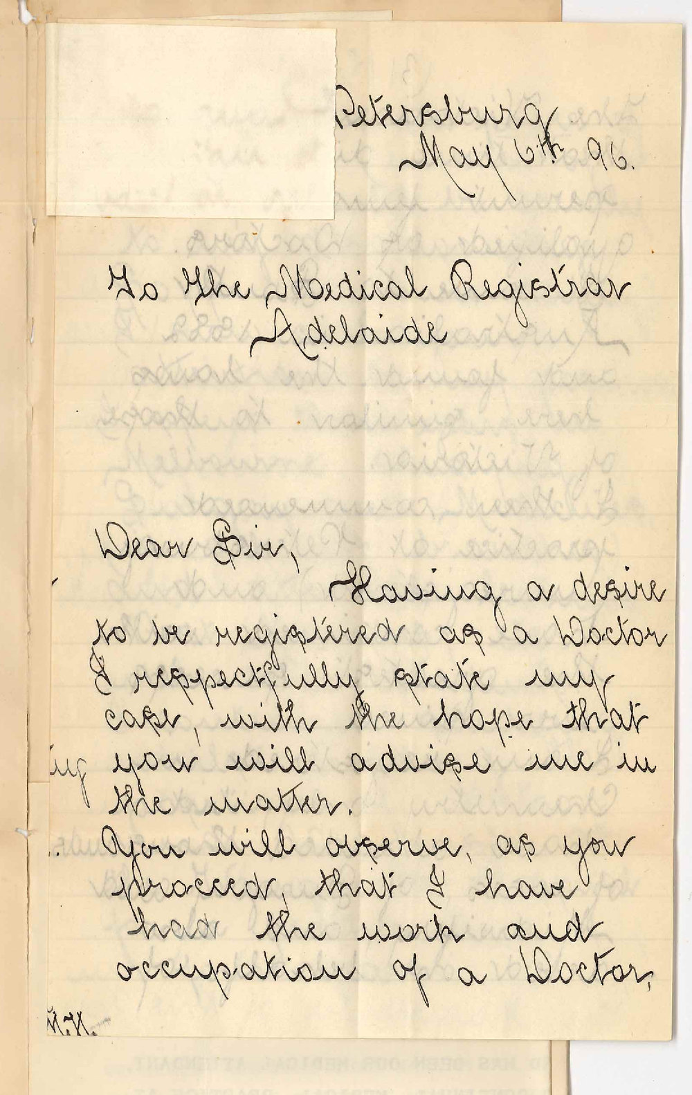 Mrs Mary Maude Holland - Petersburg - Enquiring regarding registration as a Doctor