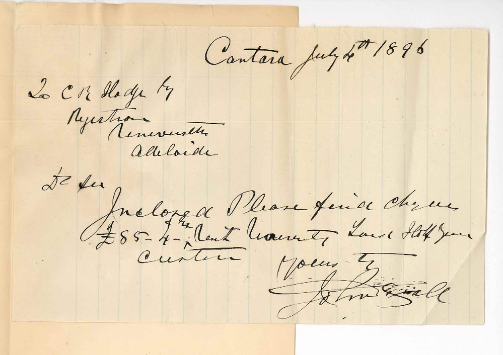 John Gall - Payment rent due 1-6-1896