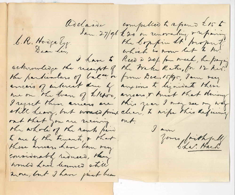 Charles Hack - Royal Exchange King William Street - Arrears of interest on loan