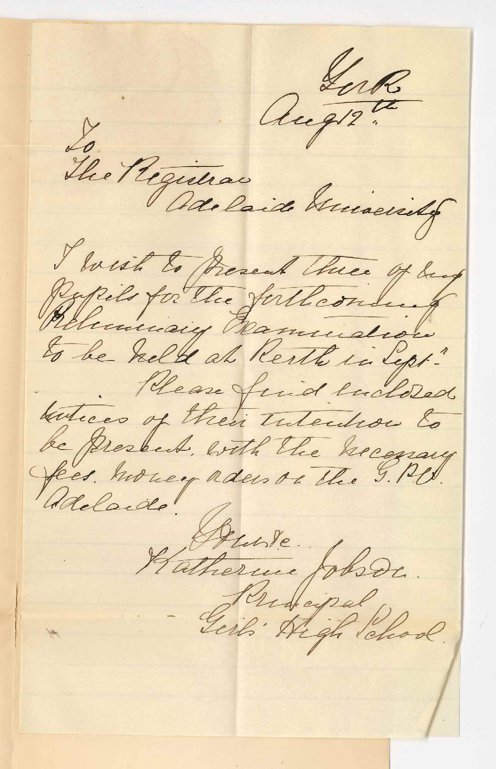 Katherine Jobson - York - Presentation of pupils for Preliminary Examination