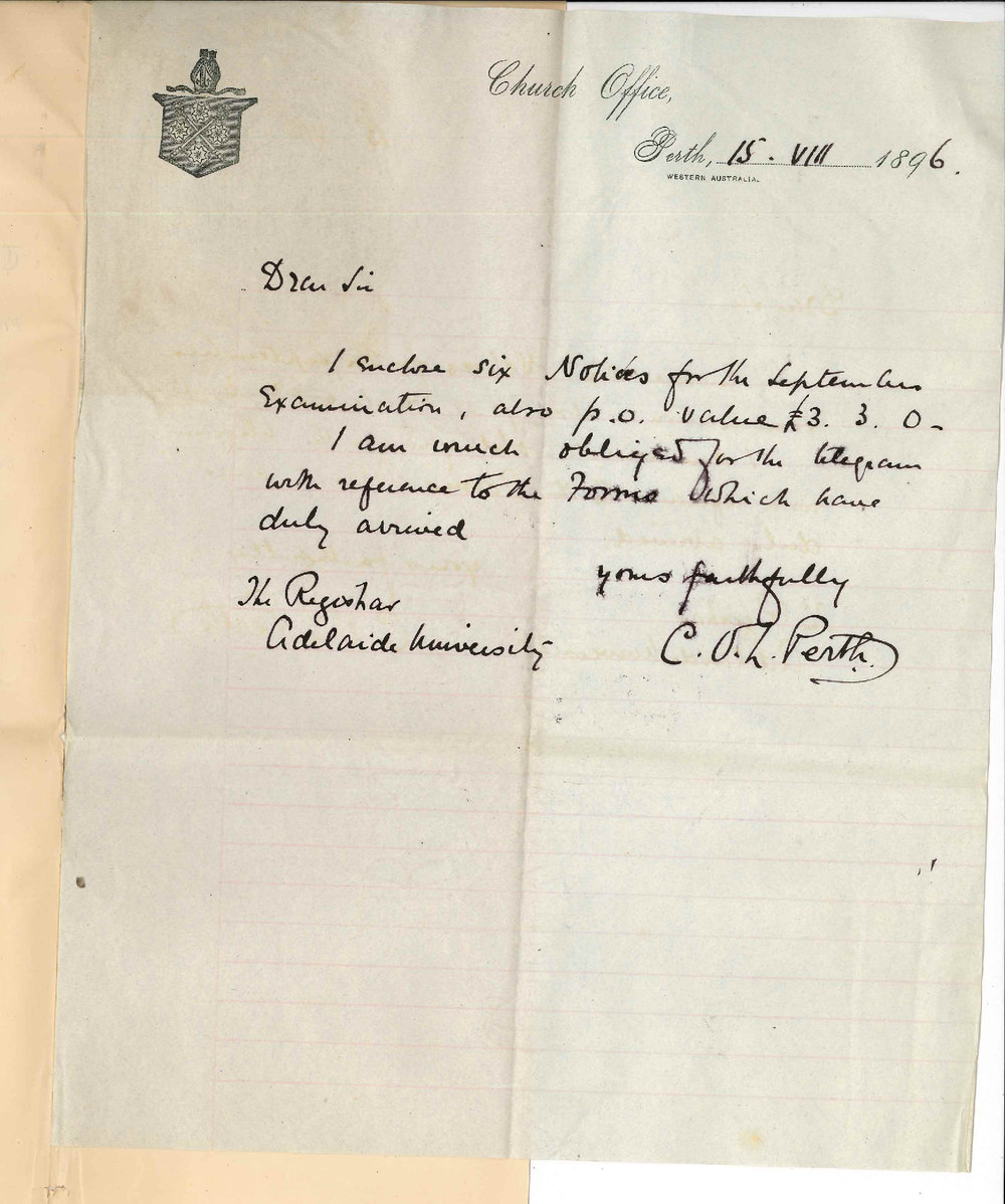 Right Reverend Bishop - Church Office - Perth - Regarding Forms for Preliminary Examination