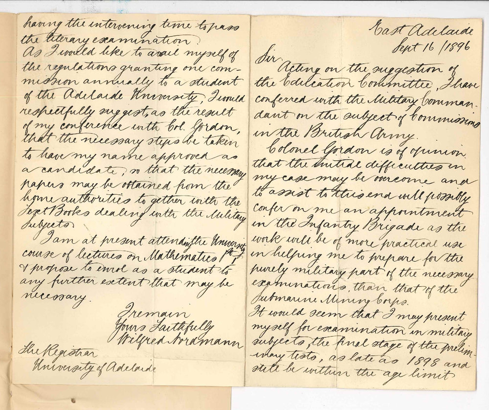 Wilfred Nordmann - East Adelaide - Commission in British Army