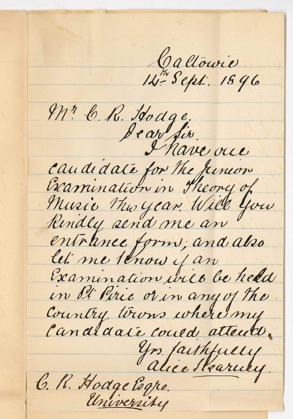 Alice Kearney - Caltowie - Examinations in Music