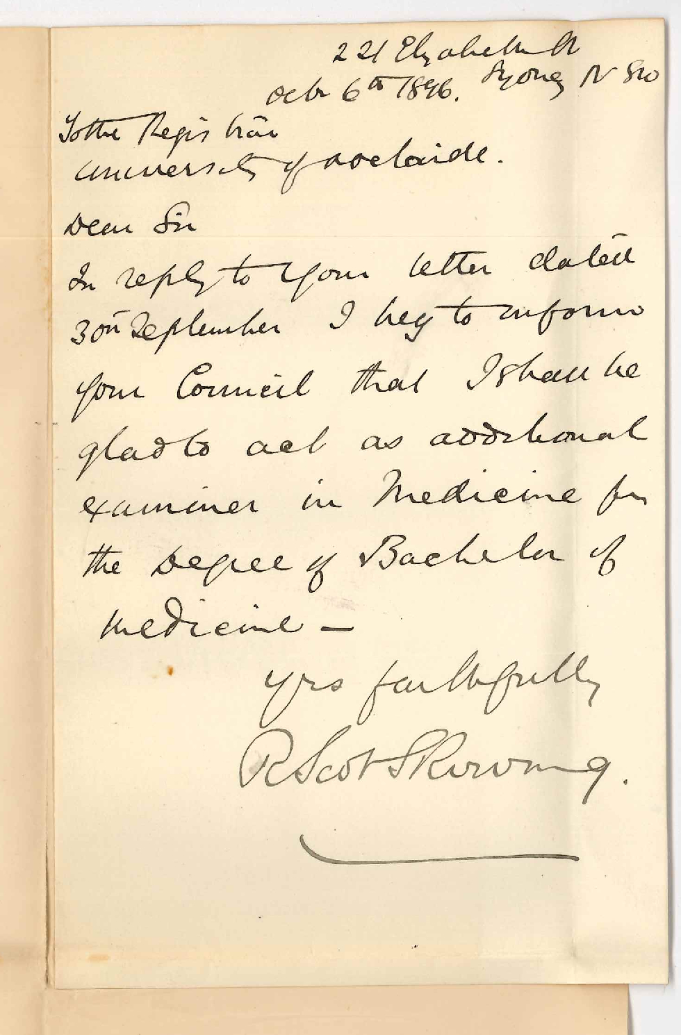 R Scot S Rinling - Sydney - Consenting to act as additional Examiner