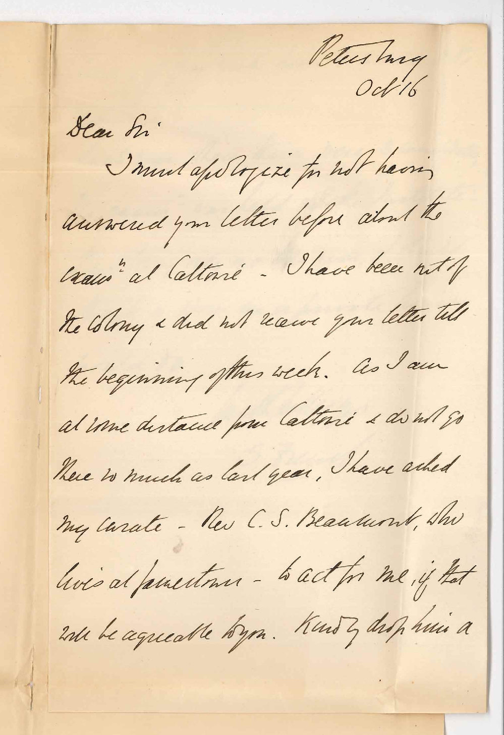 S French - Ven Archdeacon - Caltowie - Unable to act as Supervisor