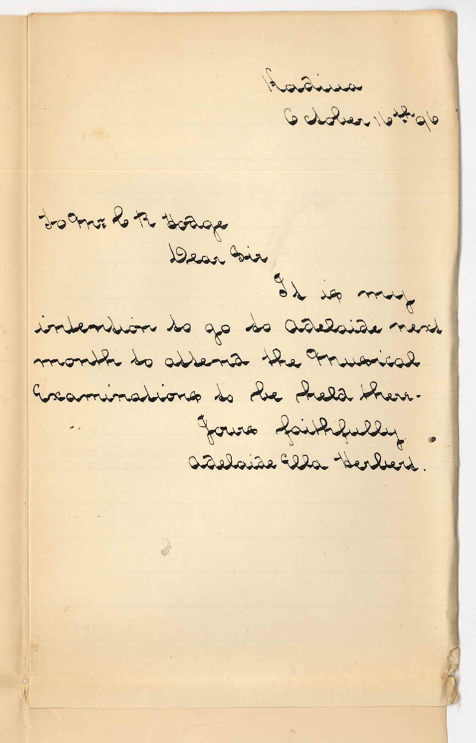 Adelaide Ella Herbert - Moonta - Music Examination