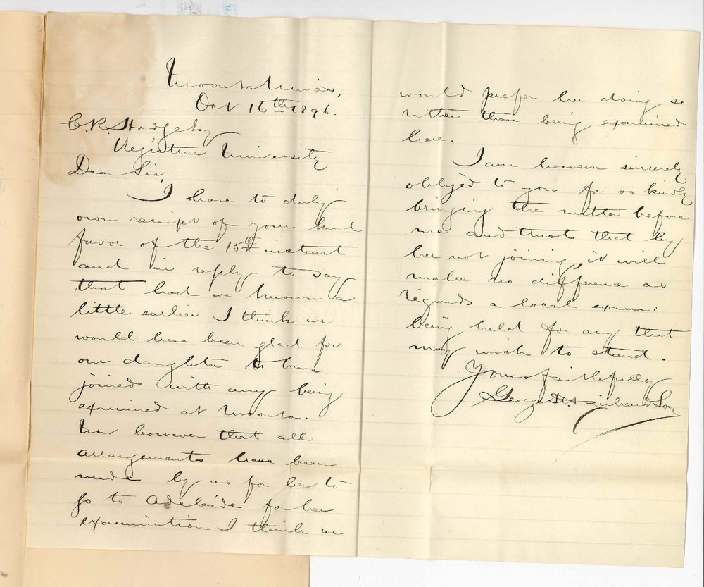George H Richardson - Moonta - Regarding examinations at Moonta in Music