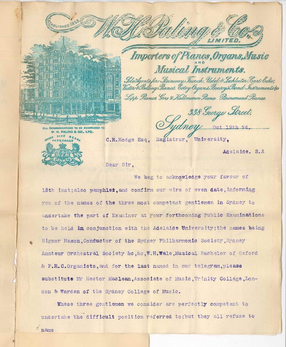 W H Paling and Co - Sydney - Examiners for Music Exams