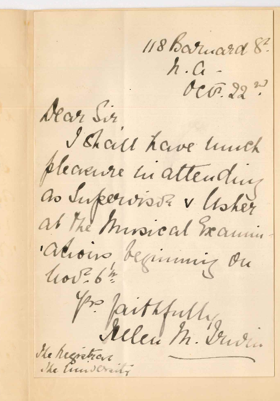 Helen M Irwin - North Adelaide - Will act as Usher and Supervisor