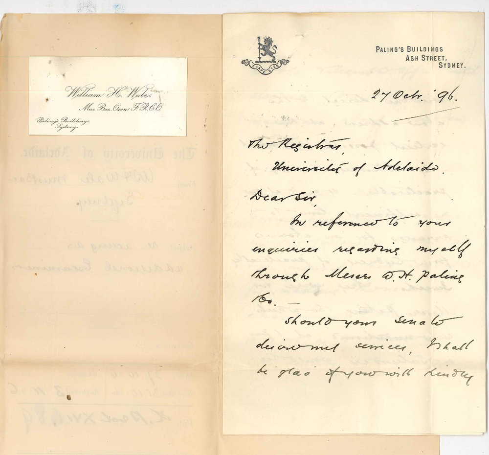 William Henry Wale - Sydney - Acting as additional Examiner
