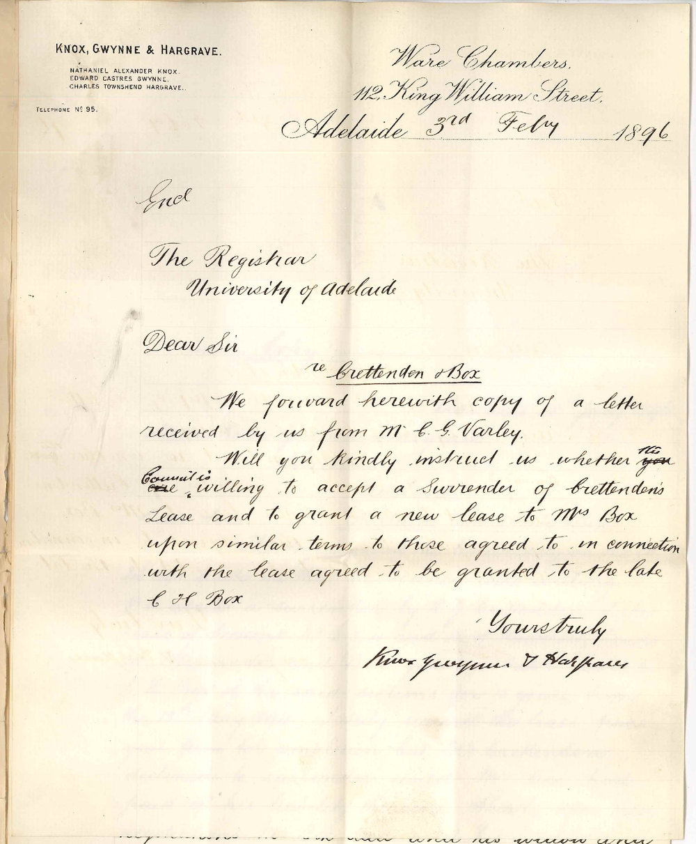 Knox Gwynne and Hargrave - King William Street Adelaide - Regarding Crettenden and Box