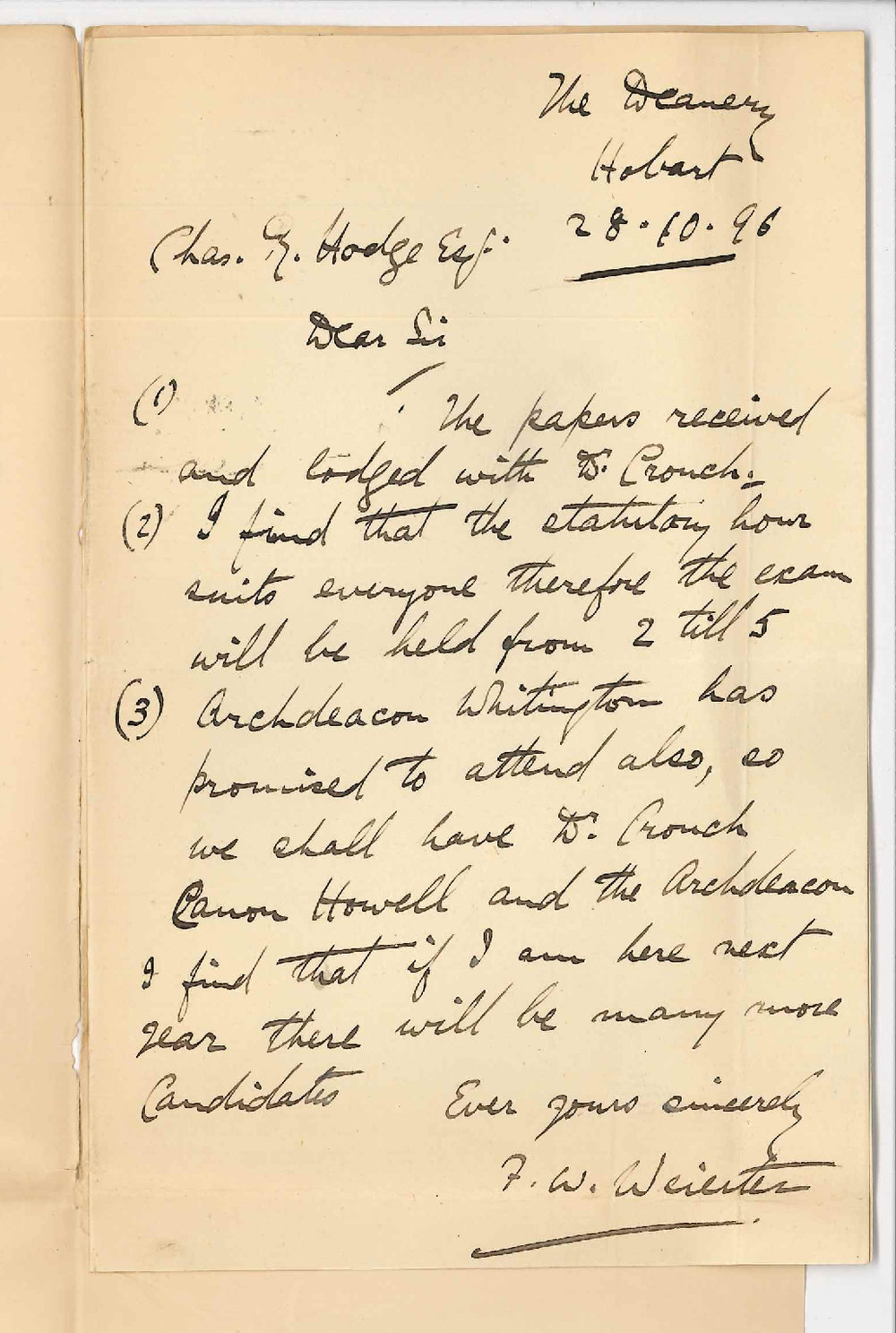 F W Weierter - Hobart - Music Exams