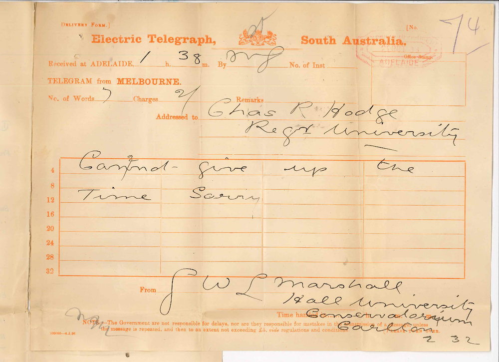 Professor Marshall Hall - Cannot act as Examiner