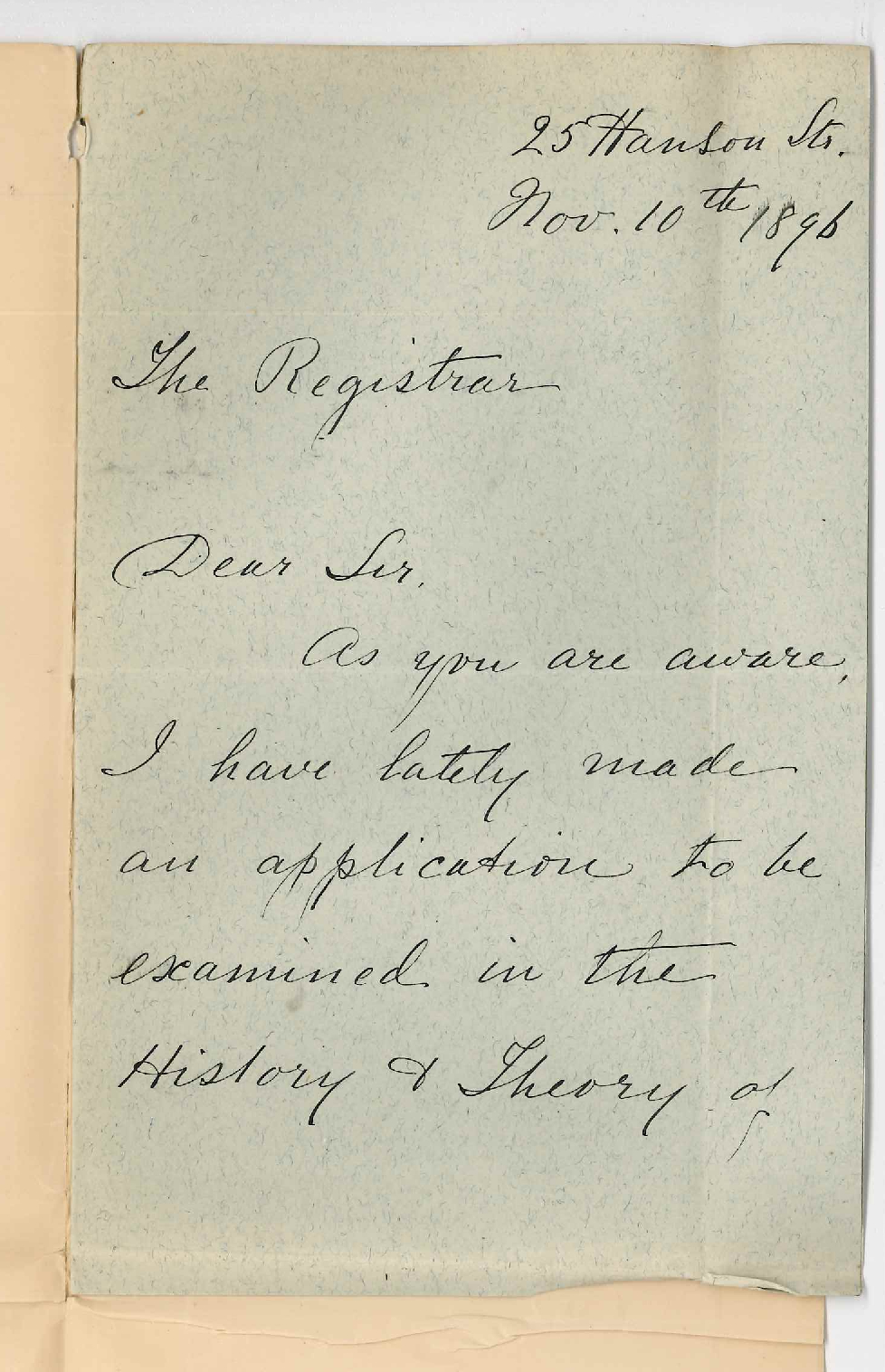 Margaret Overbury - Adelaide - Asking that fee paid may be allowed to stand over till next exam