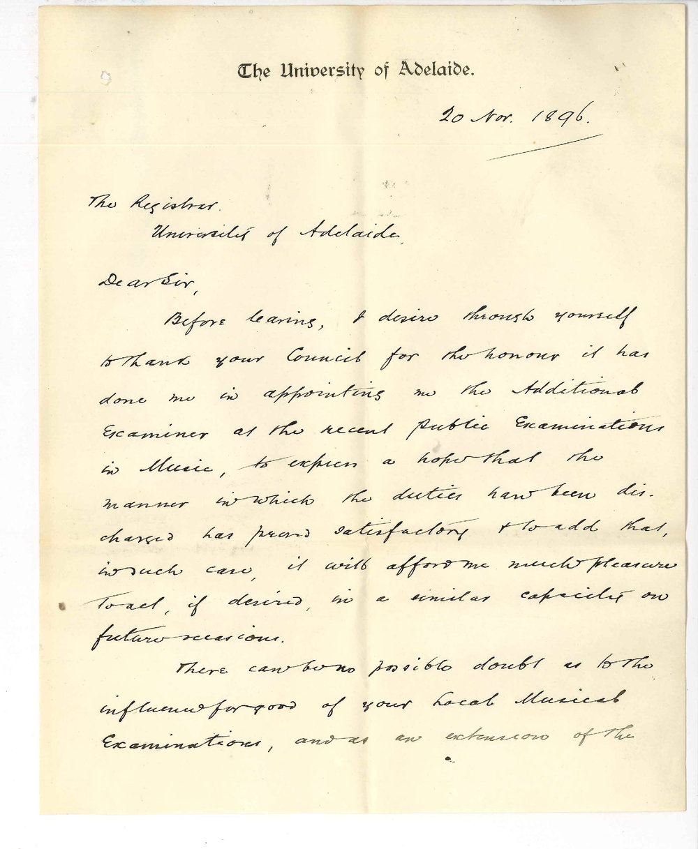 William Henry Wale - Thanking Council for appointing him as Additional Examiner