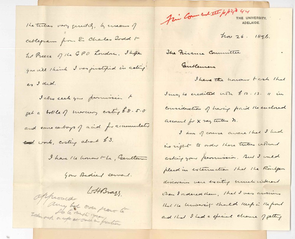 Professor William Henry Bragg MA - Grant for &pound;10-13-11