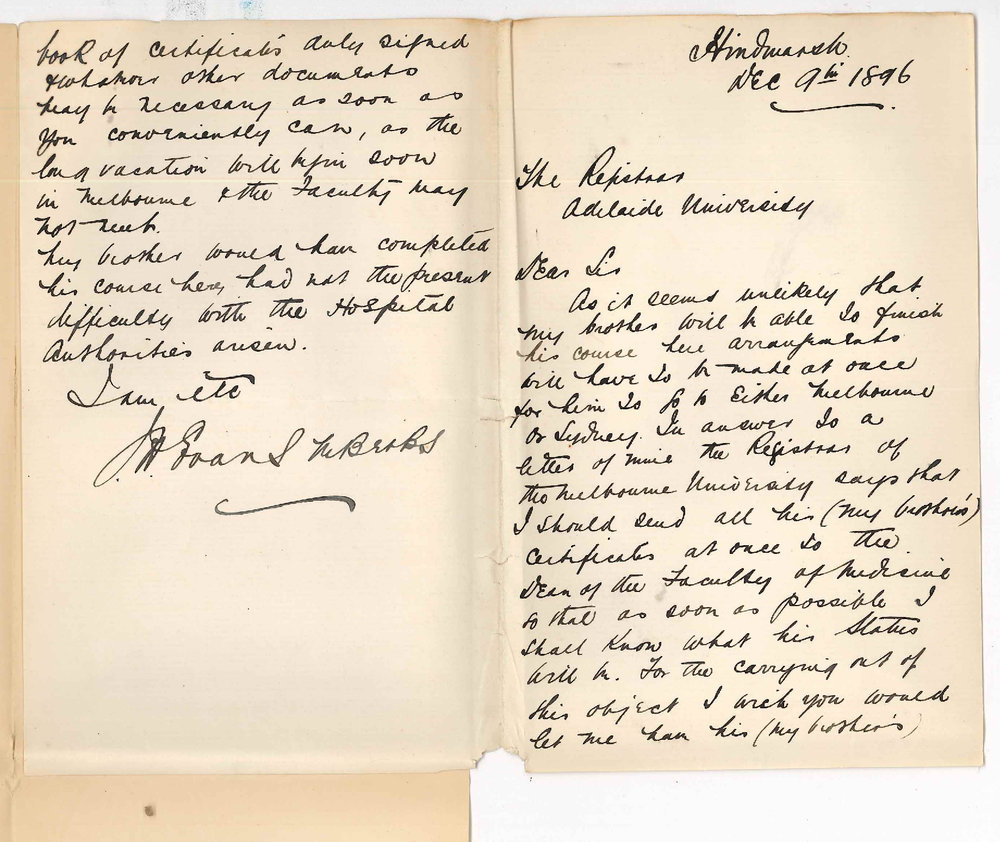 Dr Evans - Hindmarsh - Regarding Certificates for brother