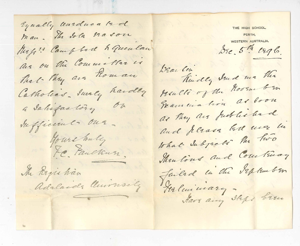 F C Faulkner - Perth - Public Examinations