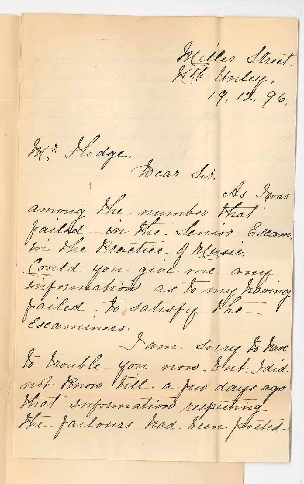 Florence J Linke - North Unley - Subjects failed in in Music Exam