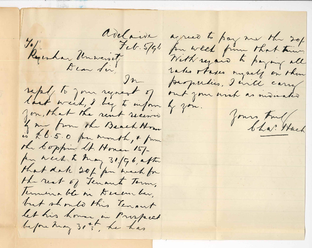 Charles Hack - Royal Exchange Adelaide - Rent of houses at Semaphore