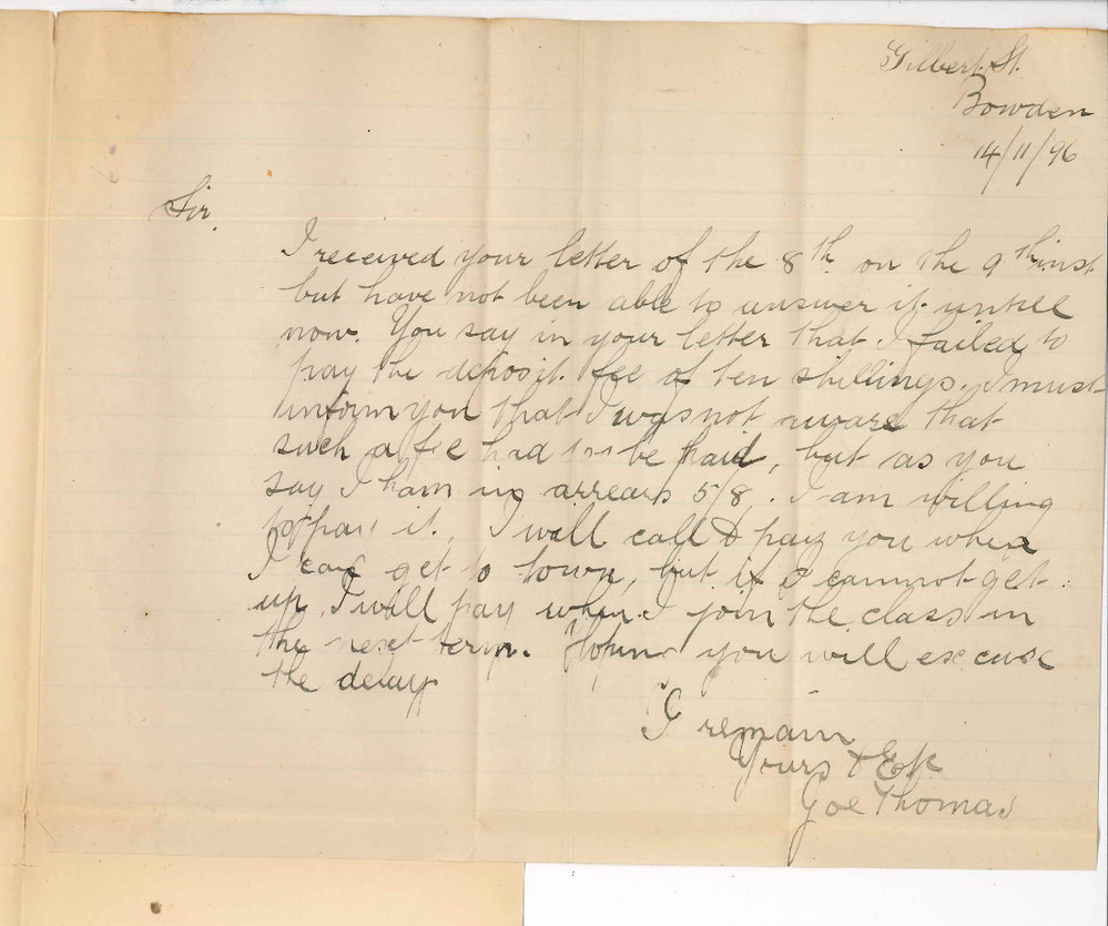 Joe Thomas - Bowden - Regarding amount of deposit