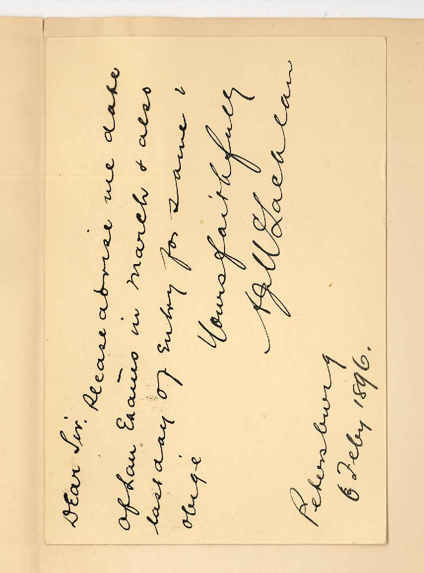 A J McLachlan - Petersburg - Date of Law Exams in March