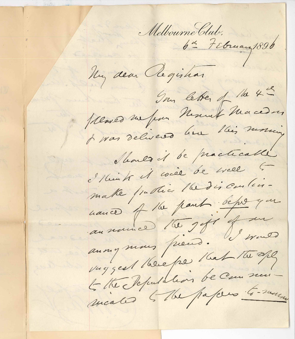 Chief Justice Samuel Way - Chancellor of the University - Discontinuance of Medical grant etc