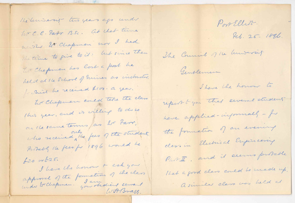 Professor William Henry Bragg - Class in Electric Engineering Second Year