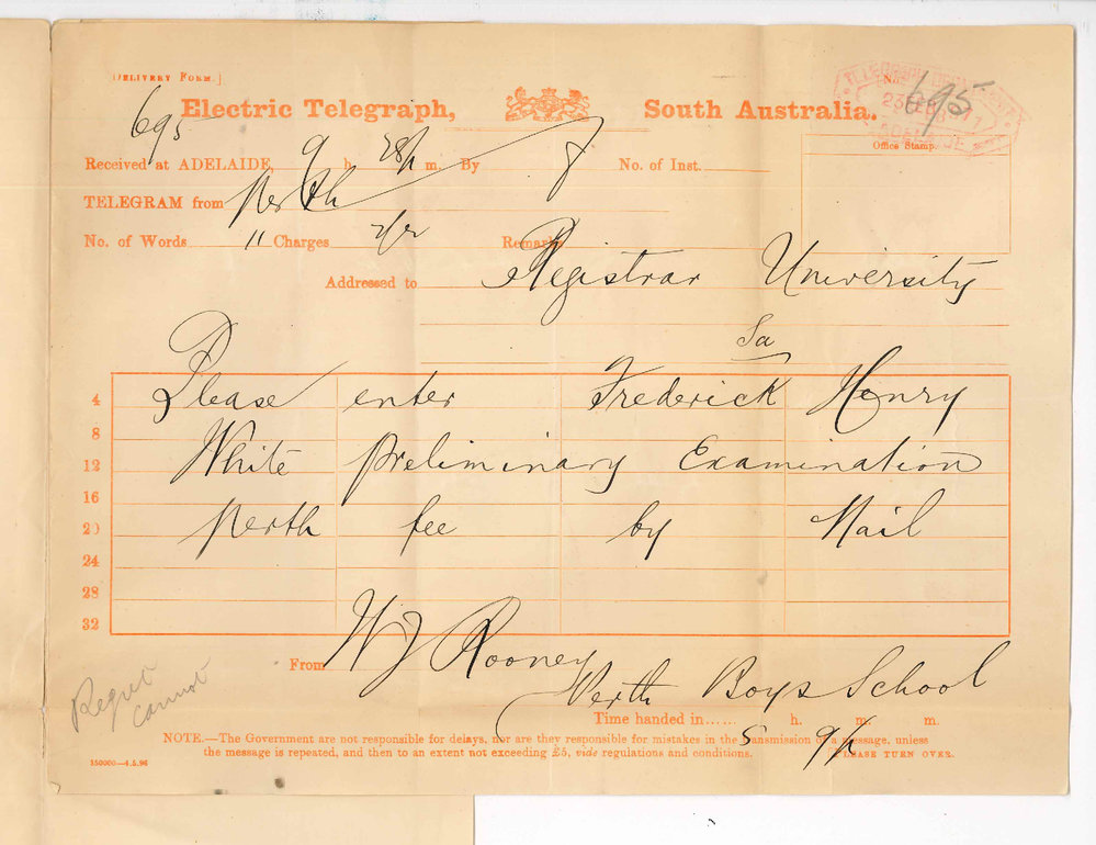 W J Rooney - Entry of Frederick Henry White for Preliminary Examination