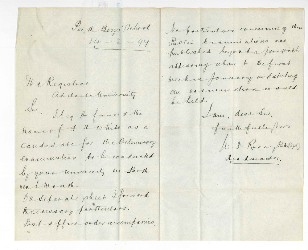 W J Rooney BA - Perth - Re Frederick Henry White - local Preliminary Examination in March