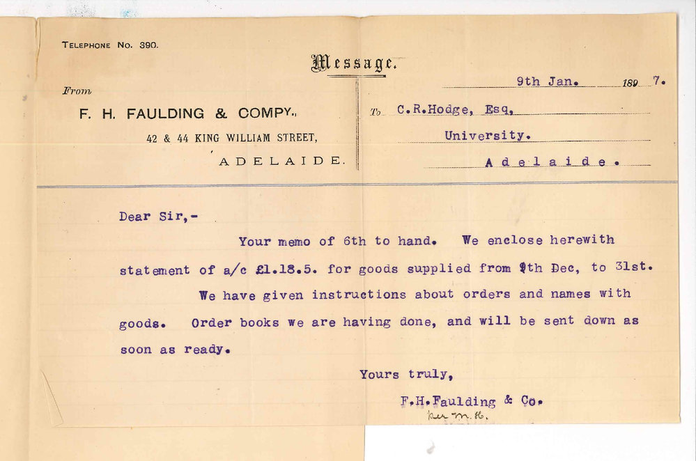 F H Faulding - Sending Statement of Account