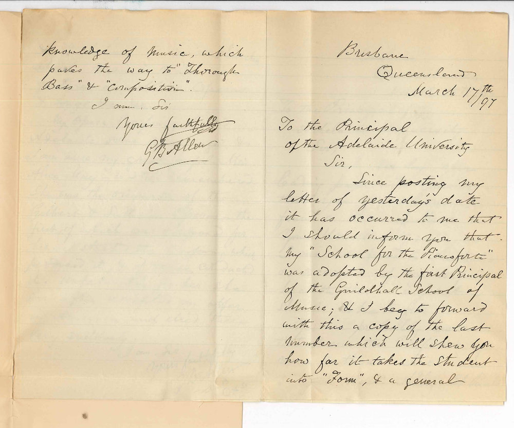 G B Allen - Brisbane - Concerning Chair of Music