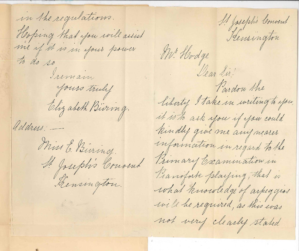 Miss E Buring - St Josephs Convent - Kensington - Re Primary Music Exams