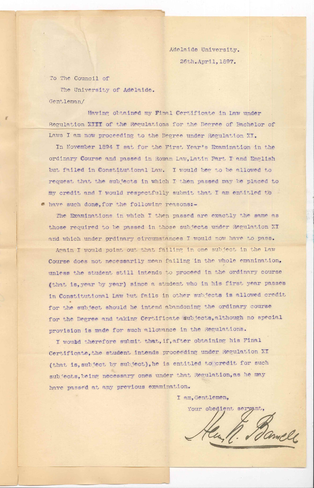 Henry N Barwell - The University - Asking credit for Roman Law English and Latin Part 1
