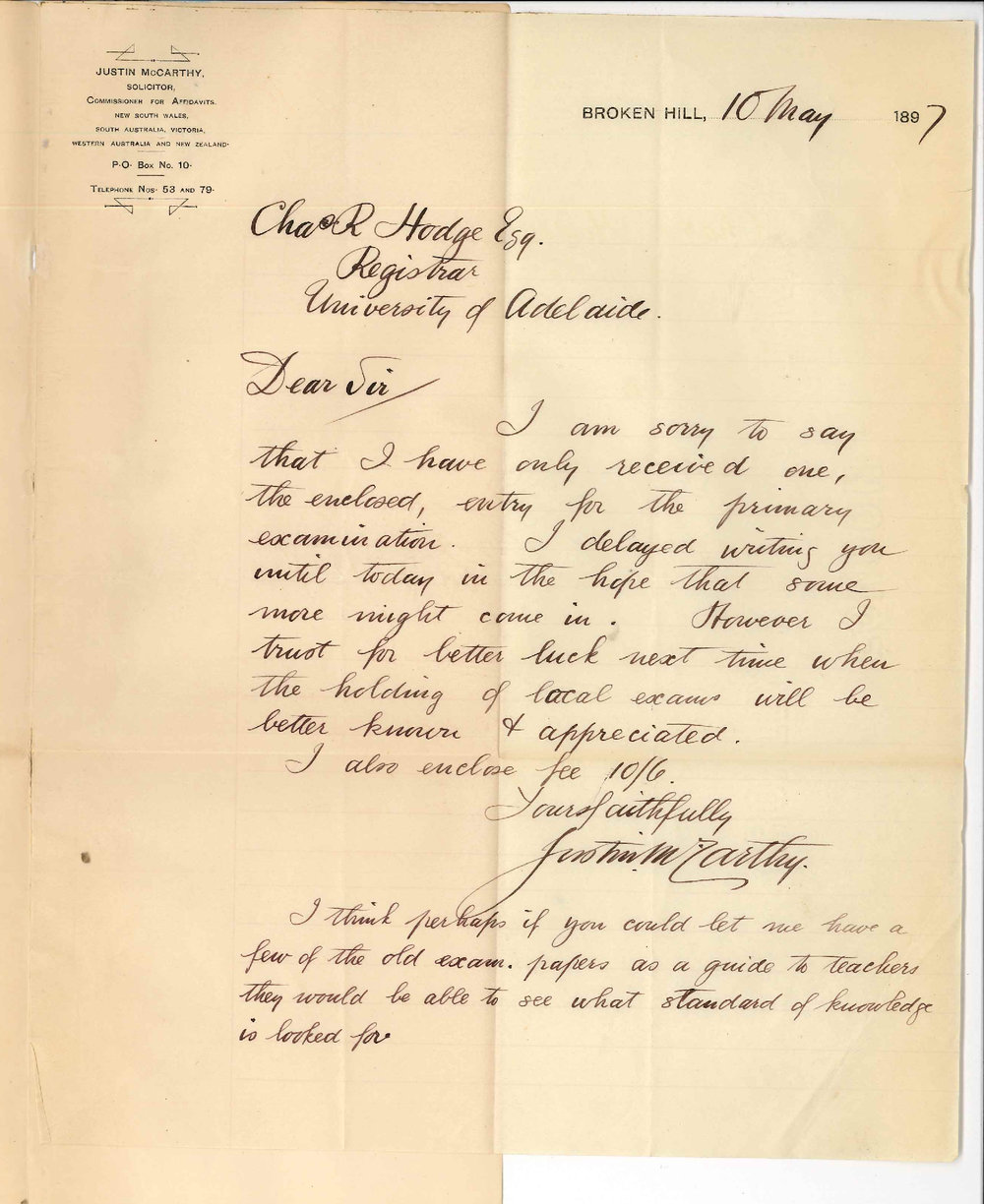 Justin McCarthy - Broken Hill - Re Primary Exam