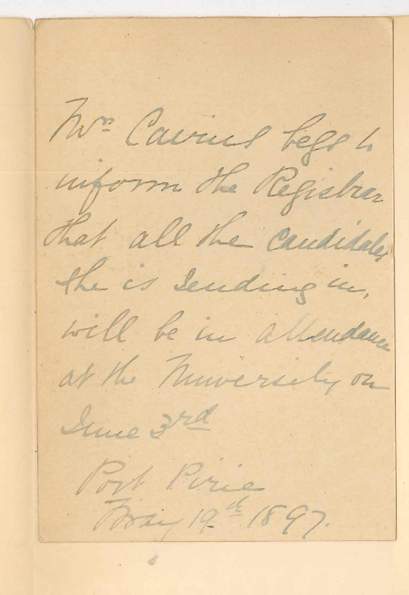Mrs Florence Cairns - Port Pirie - Accepting Councils offer to Examine Practice Candidates in Adelaide