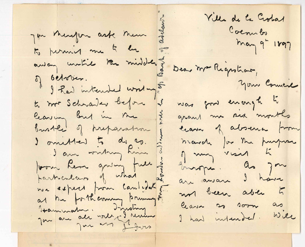 Professor Joshua Ives - Colombo - That leave be extended to the middle of October on account of delayed departure