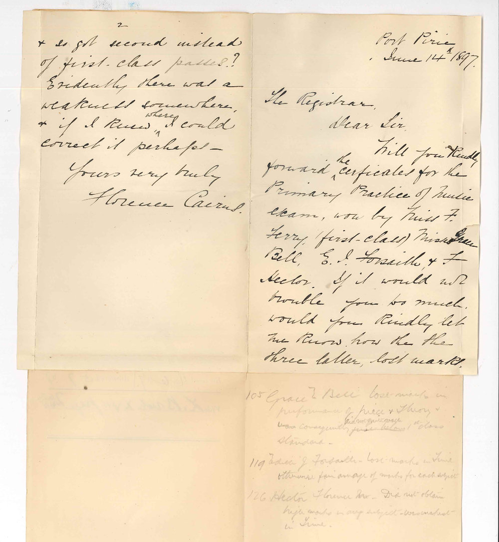 Mrs Florence Cairns - Port Pirie - Re Primary Exam in Music