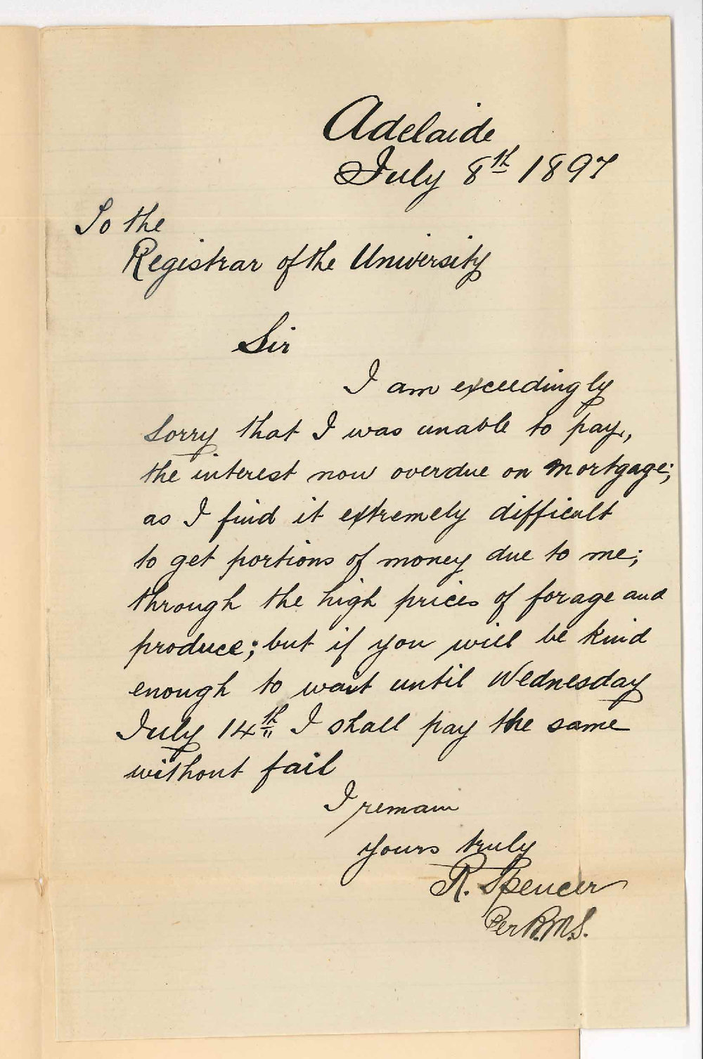 R Spencer - Adelaide - Concerning interest in arrears