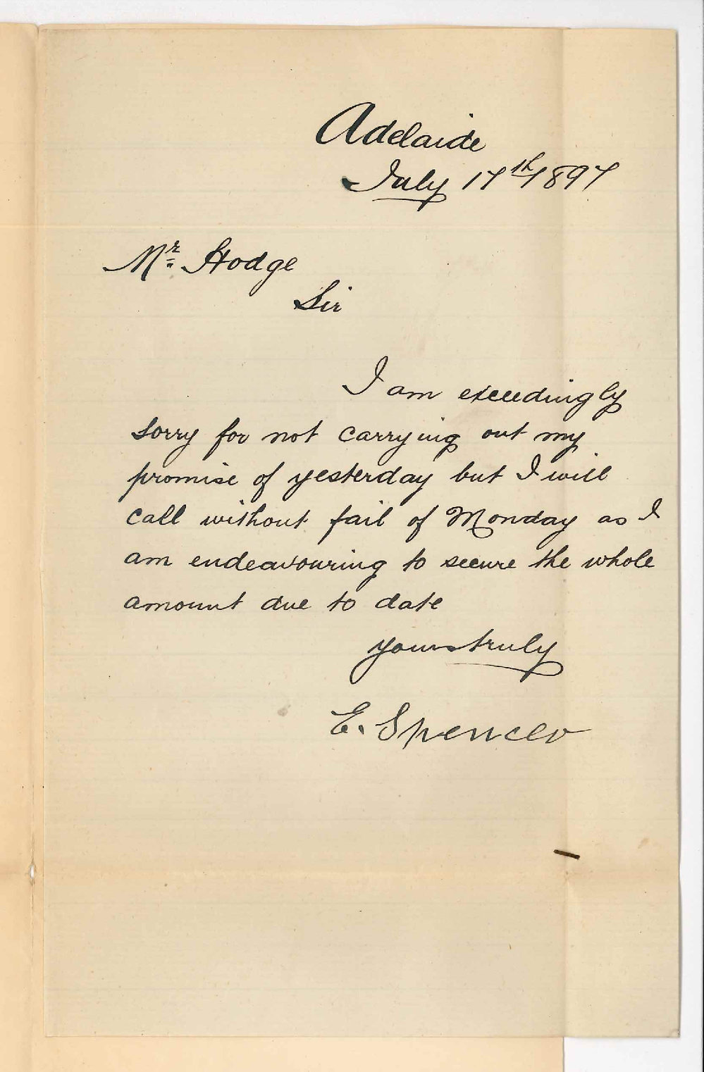 E Spencer - Adelaide - Re payment of interest